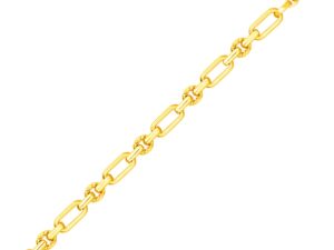 14k Yellow Gold Polished and Textured Link Bracelet (6.30 mm)