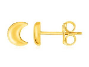 14k Yellow Gold Post Earrings with Moons
