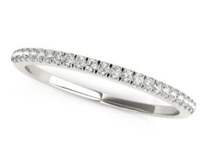 14k White Gold Scallop Style Setting Diamond Wedding Band (1/8 cttw)