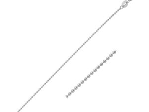 14k White Gold Bead Chain 1.0mm (1.00 mm)