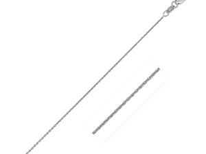 14k White Gold Oval Cable Link Chain (0.85 mm)