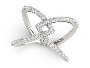 14k White Gold Fancy Entwined Design Diamond Ring (1/2 cttw)