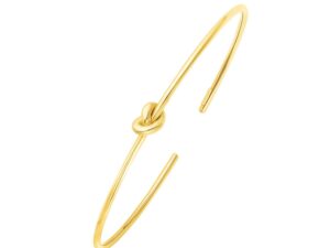 14k Yellow Gold Polished Cuff Bangle with Knot (5.50 mm)