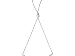 14k White Gold Smooth Curved Bar Lariat Design Bracelet (1.00 mm)