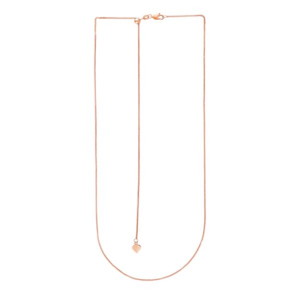 14k Rose Gold Adjustable Wheat Chain (1.00 mm) - Image 2