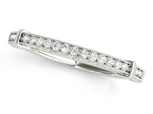 14k White Gold Bead Border Modern Wedding Band (1/8 cttw)