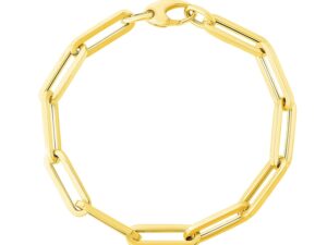 14K Yellow Gold Extra Wide Paperclip Chain Bracelet (6.10 mm)