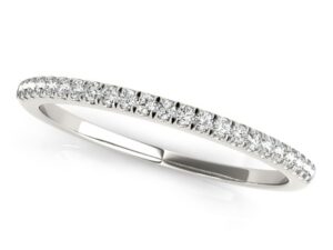 14k White Gold Diamond Pave Set Wedding Band (1/8 cttw)