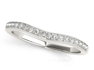 14k White Gold Channel Curved Diamond Wedding Band (1/4 cttw)