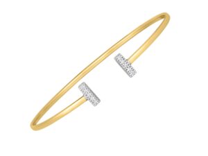 14k Two Tone Gold Diamond Tee Bar Bangle (2.00 mm)