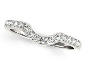 14k White Gold Pave Set Diamond Curved Wedding Band (1/4 cttw)