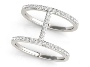 14k White Gold Dual Band Bridge Style Diamond Ring (3/8 cttw)