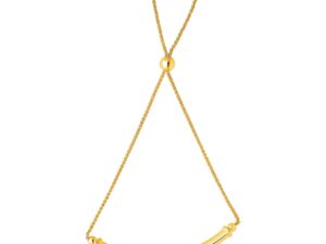 14k Yellow Gold Lariat Bracelet with Polished Curved Bar