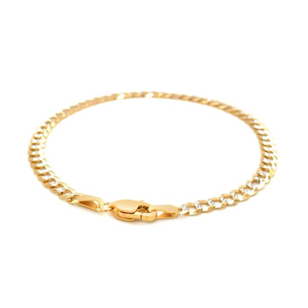 14k Two Tone Gold Pave Curb Bracelet (3.60 mm) - Image 3