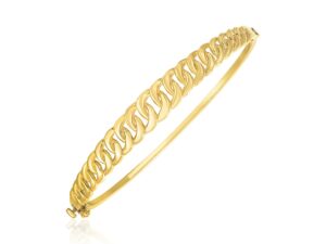 14k Yellow Gold High Polish Curb Chain Link Bangle (8.40 mm)