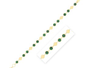 Malachite Gem Alternating Bracelet in 14K Yellow Gold (5.00 mm)