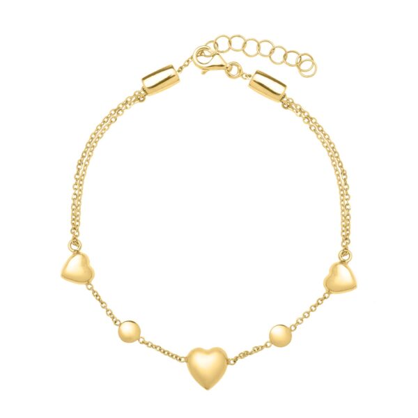 14k Yellow Gold Puff Heart Adjustable Anklet - Image 3