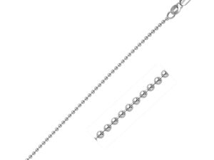 14k White Gold Bead Chain 1.5mm (1.50 mm)