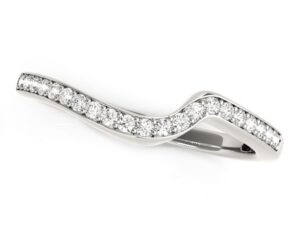 14k White Gold Modern Curved Wedding Ring (1/5 cttw)