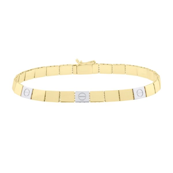 Two Tone Nail Head Bracelet in 14K Gold - Image 3