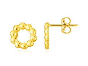 14K Yellow Gold Beaded Circle Earrings(6.8mm)
