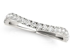 14k White Gold Curved Design Diamond Wedding Band (1/4 cttw)