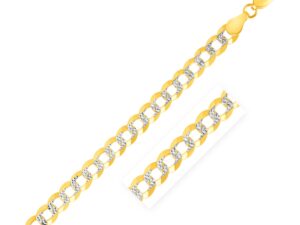 14k Two Tone Gold Pave Curb Bracelet (4.60 mm)