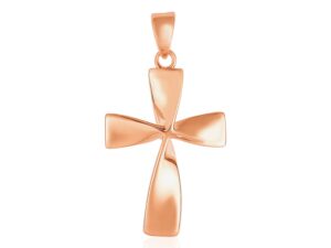 Flat Twisted Cross Pendant in 14k Rose Gold