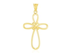 14k Yellow Gold Looped Knot Style Cross Pendant