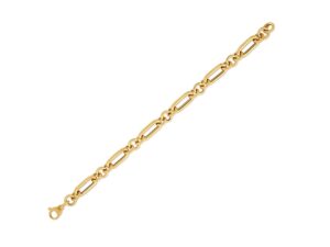 14k Yellow Gold Italian Alternating Paperclip Round Links Bracelet (8.00 mm)