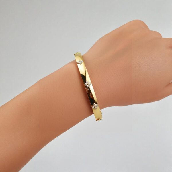14k Yellow Gold Trilogy Diamond Bangle (5.40 mm) - Image 3