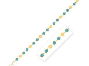 Turquoise Composite Gem Alternating Bracelet in 14K Yellow Gold (5.00 mm)