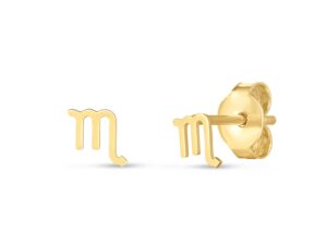 14k Yellow Gold Scorpio Stud Earrings