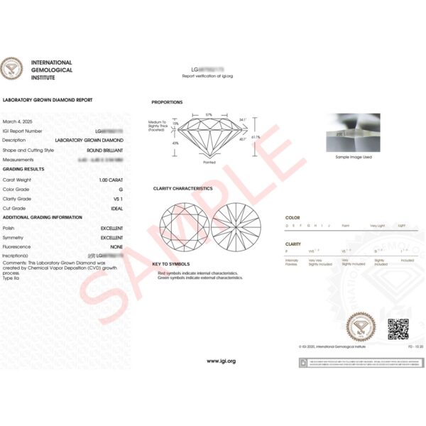 1 Carat Lab Grown IGI Certified G/VS1 Diamond Solitaire Ring in 14K White Gold - Image 2