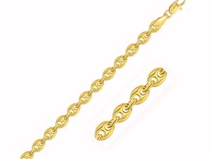 4.7mm 14k Yellow Gold Puffed Mariner Anklet