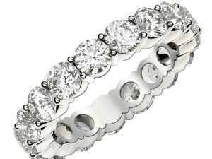 Round Cut Lab Grown Diamond Eternity Ring in 14k White Gold (3 cttw FG/VS2)