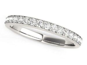 14k White Gold Prong Set Wedding Band with Diamonds (1/3 cttw)