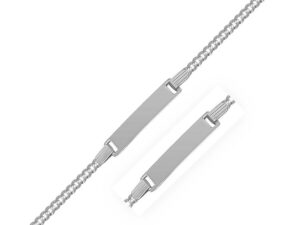 14k White Gold Curb Link Chain Polished Childrens ID Bracelet (3.00 mm)