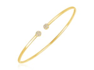 14k Yellow Gold High Polish Diamond Cluster Bangle (2.00 mm)