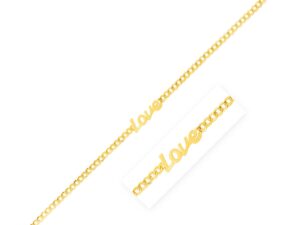 14k Yellow Gold 7 inch Curb Chain Love Bracelet