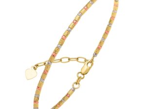 Tri Color Diamond Cut Bead Bracelet in 14K Gold