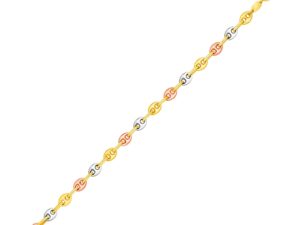 14k Tri Color Gold Mariner Link Bracelet (4.90 mm)