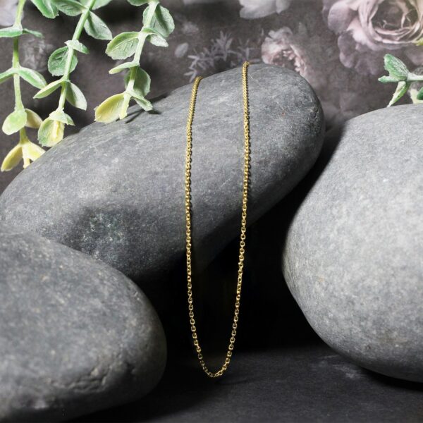 18k Yellow Gold Diamond Cut Cable Link Chain (1.10 mm) - Image 4