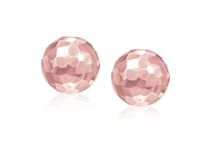 14k Rose Gold Round Faceted Style Stud Earrings(7mm)