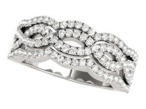Diamond Studded Ring with Four Curves in 14k White Gold (5/8 cttw)