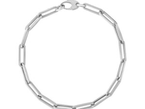 14K White Gold Bold Paperclip Chain Bracelet (4.20 mm)