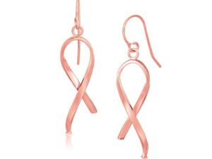 14k Rose Gold Polished Ribbon Style Drop Earrings