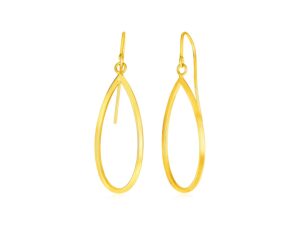 14k Yellow Gold Earrings with Polished Open Teardrop Dangles