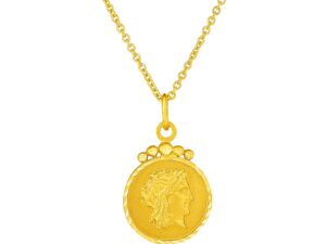 14k Yellow Gold with Round Roman Coin Pendant