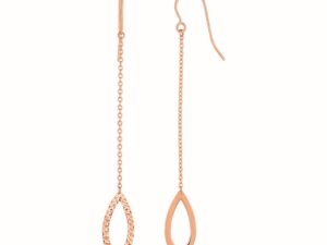 Textured Pear Shaped Long Drop Earrings in 14k Rose Gold
